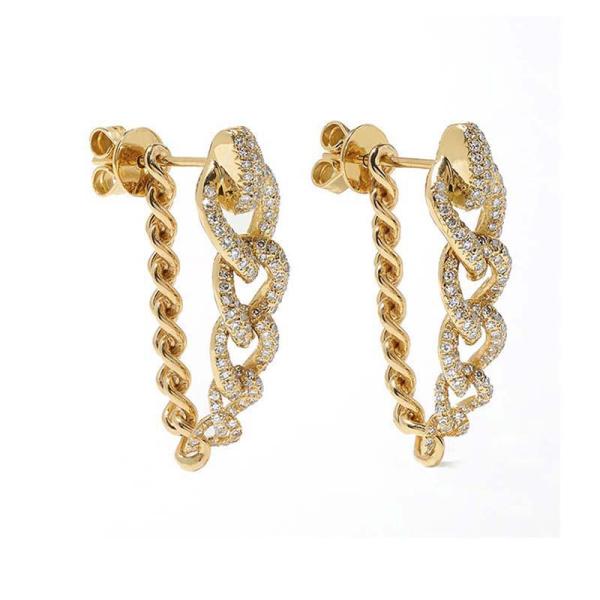 Gold Pavé Chain Dangle Earrings