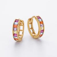 Gold Multicolor Geometric Huggie Earrings