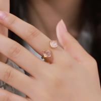 Open Gold Band Ring with Pink Accents