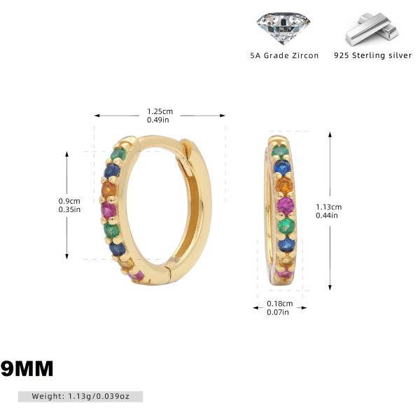 Gold Multicolor Zircon Huggie Earrings
