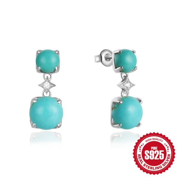 Turquoise Silver Drop Earrings