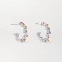 925 Silver Multicolor Stone Hoop Earrings