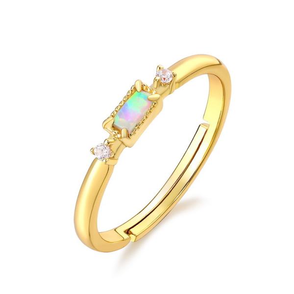 Gold-Plated Opal Band Ring