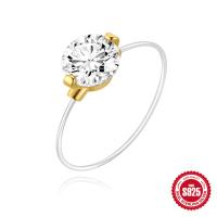 925 Silver Gold-Plated Cubic Zirconia Solitaire Ring