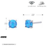 Silver Blue Opal Stud Earrings