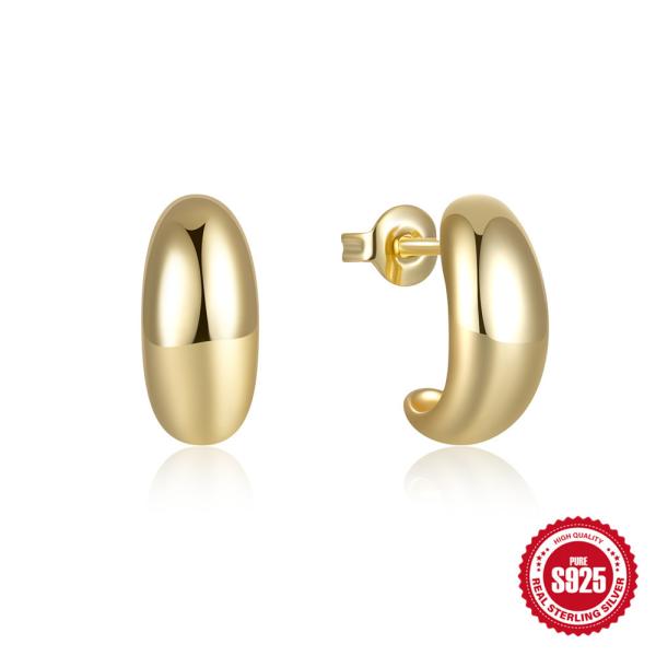 Gold-Tone High-Polish Huggie Earrings
