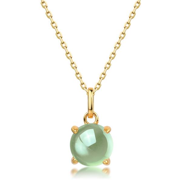 Gold-Plated Green Stone Pendant Necklace