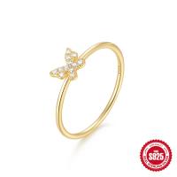 Gold-Plated Butterfly Pavé Ring
