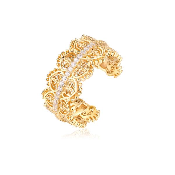 Gold-Plated Pavé Geometric Cuff