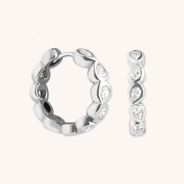 Silver Cubic Zirconia Huggie Earrings