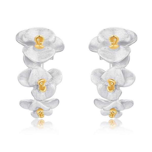Two-Tone Floral Hoop Earrings