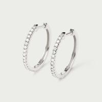 Silver Pavé Small Hoop Earrings