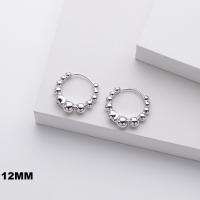 925 Silver Beaded Medium Hoop Earrings