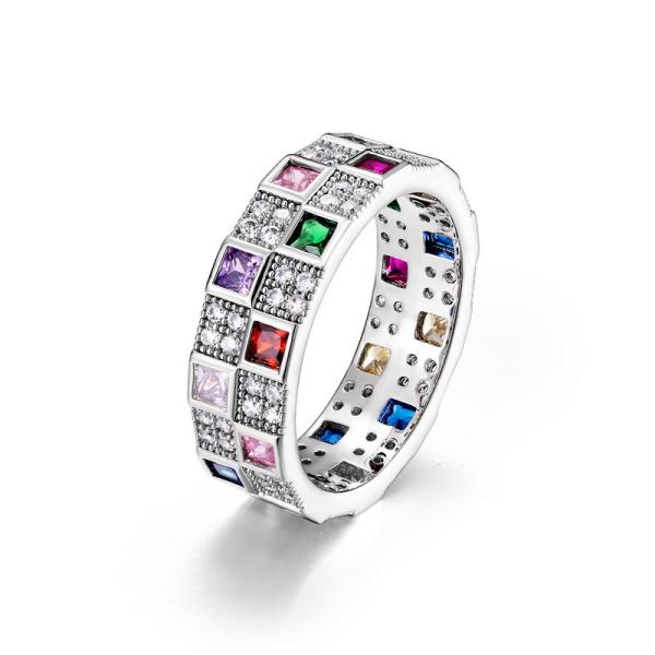 Multicolor Geometric Eternity Band
