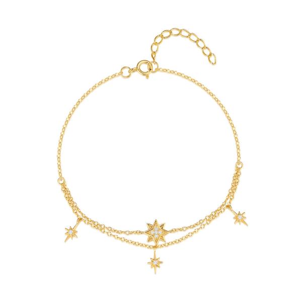 Gold Star Pavé Chain Bracelet
