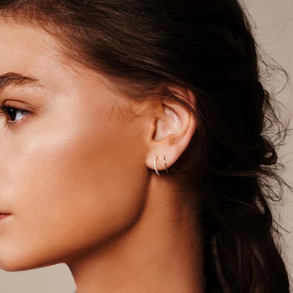 Gold Pavé Huggie Earrings