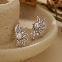 925 Silver Floral Pearl Stud Earrings