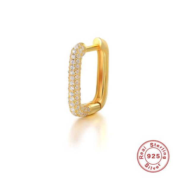 Gold-Finish Pavé Huggie Earring