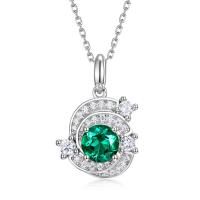 Emerald Celestial Halo Pendant Necklace