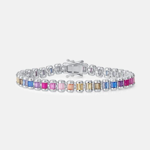 Multicolor Silver Tennis Bracelet
