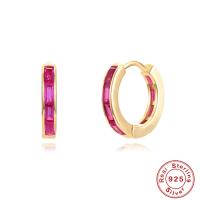 Gold-Plated Pink Stone Huggie Earrings
