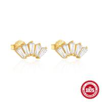 Gold-Plated Geometric Cubic Zirconia Stud Earrings