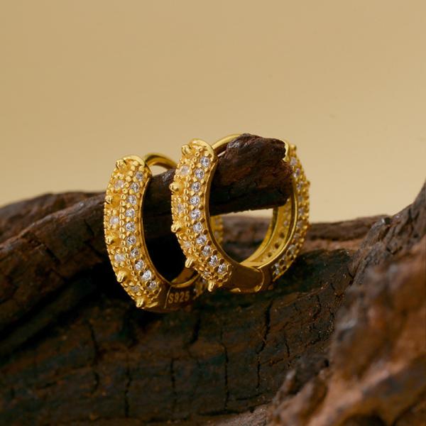 Gold Pavé Huggie Earrings