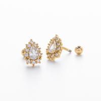Gold-Tone Pear Halo Stud Earrings