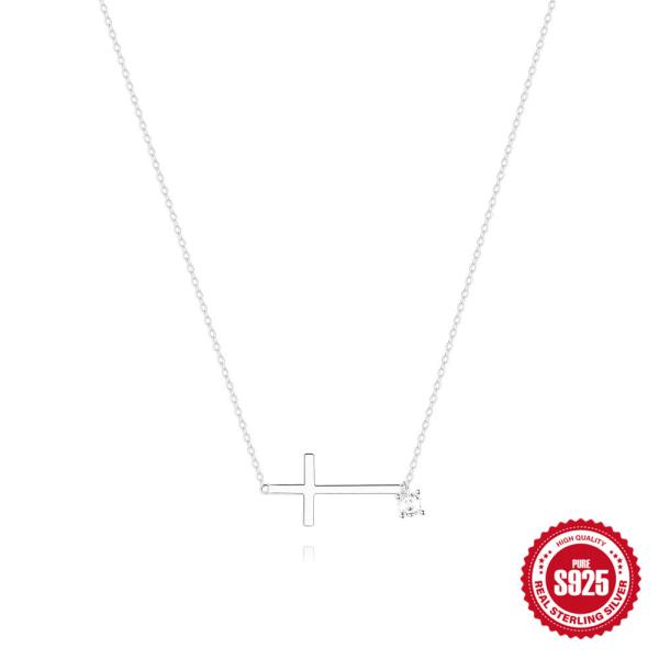 925 Silver Minimalist Cross Pendant Necklace