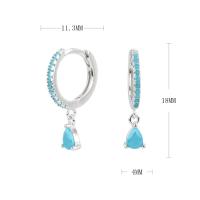 Silver Turquoise Crystal Huggie Earrings