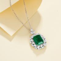 Emerald Silver Pendant Necklace