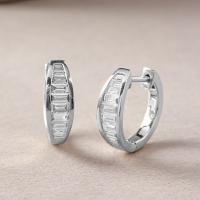 Silver Channel Set Hoops
