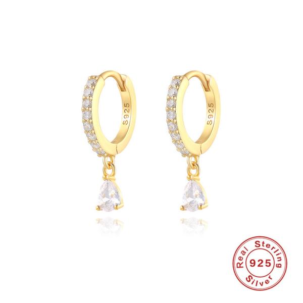 Gold-Plated Pavé Crystal Huggie Hoop Earrings