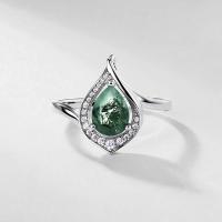 Silver Emerald Halo Ring