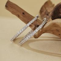 Silver Pavé Medium Hoop Earrings