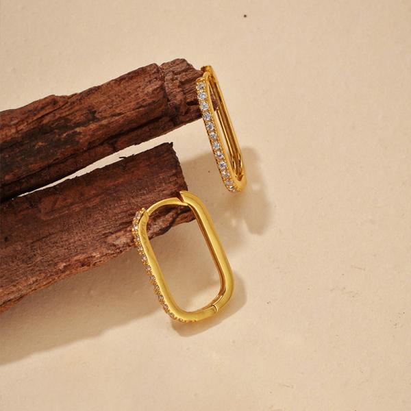 Gold Pavé Cubic Zirconia Hoop Earrings