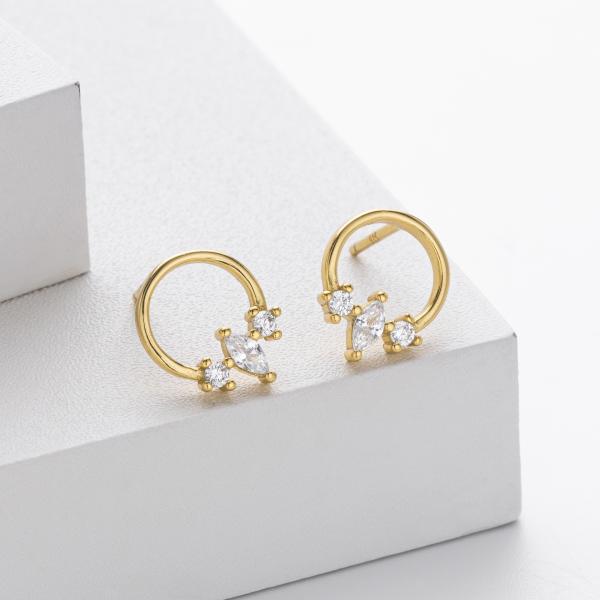Gold Cubic Zirconia Hoop Earrings