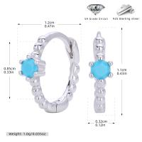 Silver Turquoise Zircon Huggie Earrings