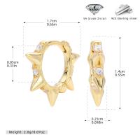 Gold Spike Huggie Earrings with Zircon