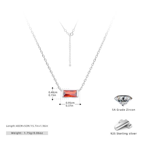 Silver Bezel Zircon Pendant Necklace