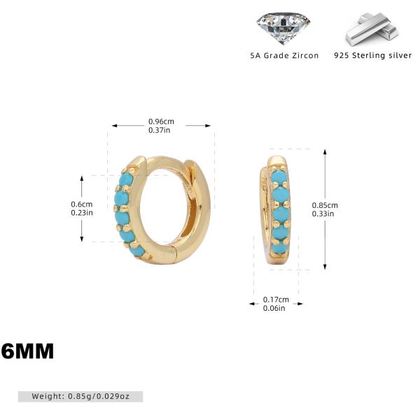 Gold Huggie Earrings with Turquoise Stones