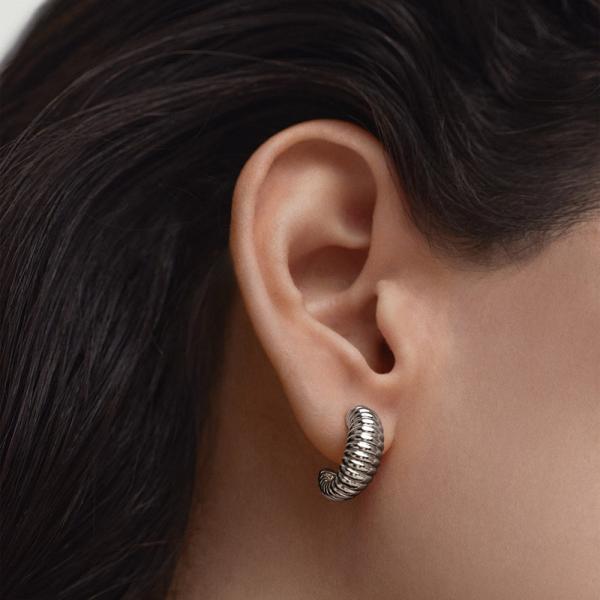 Silver Textured Huggie Earrings