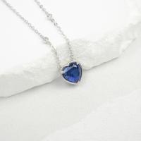 Silver Heart Sapphire Pendant Necklace
