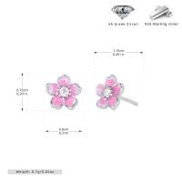 Pink Enamel Floral Stud Earrings