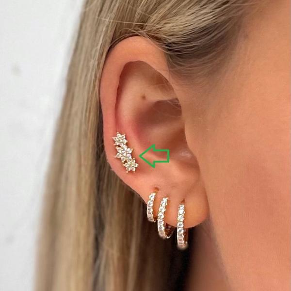 Gold Floral Cubic Zirconia Ear Climber