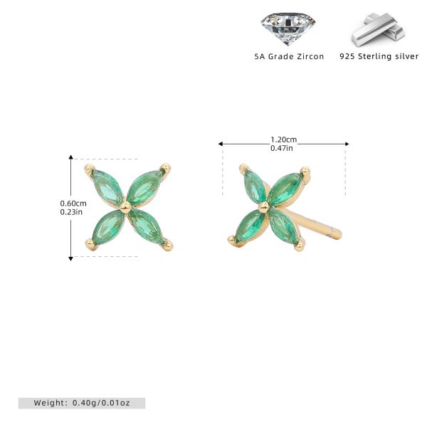 Green Zircon Floral Stud Earrings