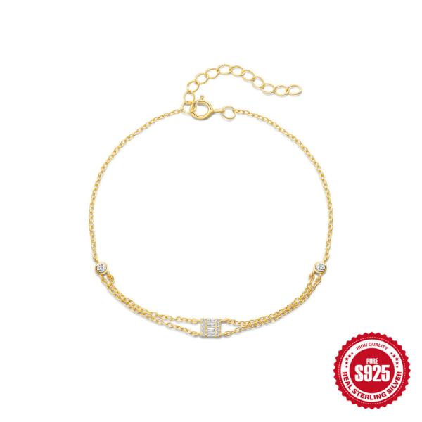 Gold-Plated Cubic Zirconia Chain Bracelet
