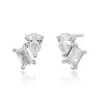 Silver Clear Stone Stud Earrings