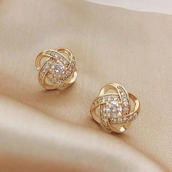 Gold Knot Stud Earrings
