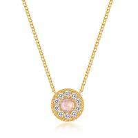 Diamond Halo Gold Pendant Necklace
